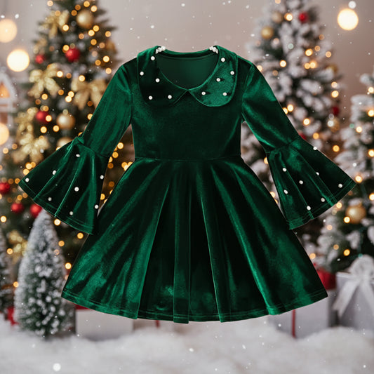 Girl's Elegant Green Dress, girl, kids, toddler, holiday