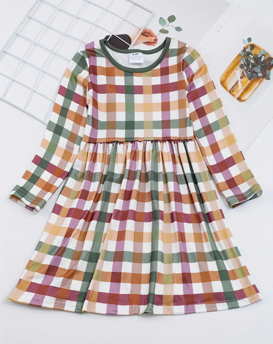 Jewel Tone Plaid Dress, girl, Milk Silk, kids, clothing, Fall