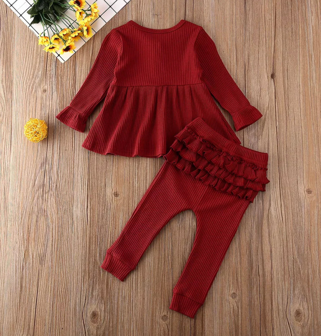 Red Ruffle Butt Outfit, set, girl's, gift