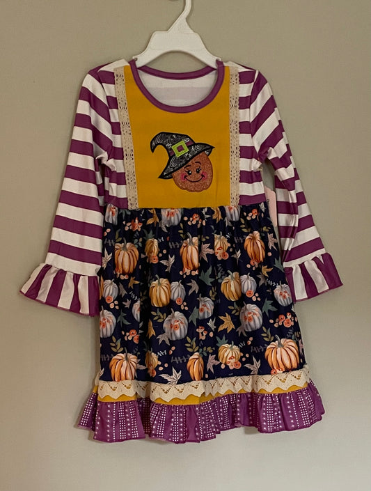 Striped Pumpkin Witch Dress, Milk Silk, girl, Fall, twirl / SALE: Reg. $17.95