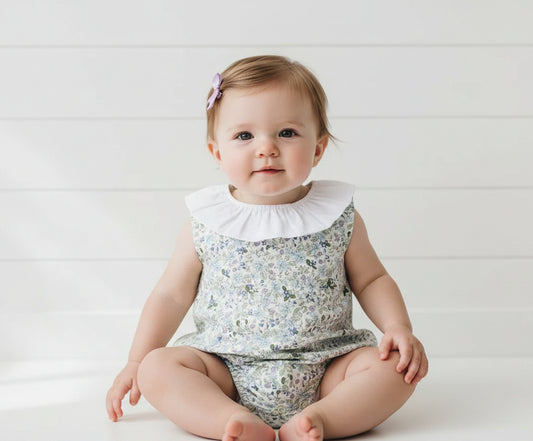 Floral Romper, Ruffle Collar, baby, girl, Infant