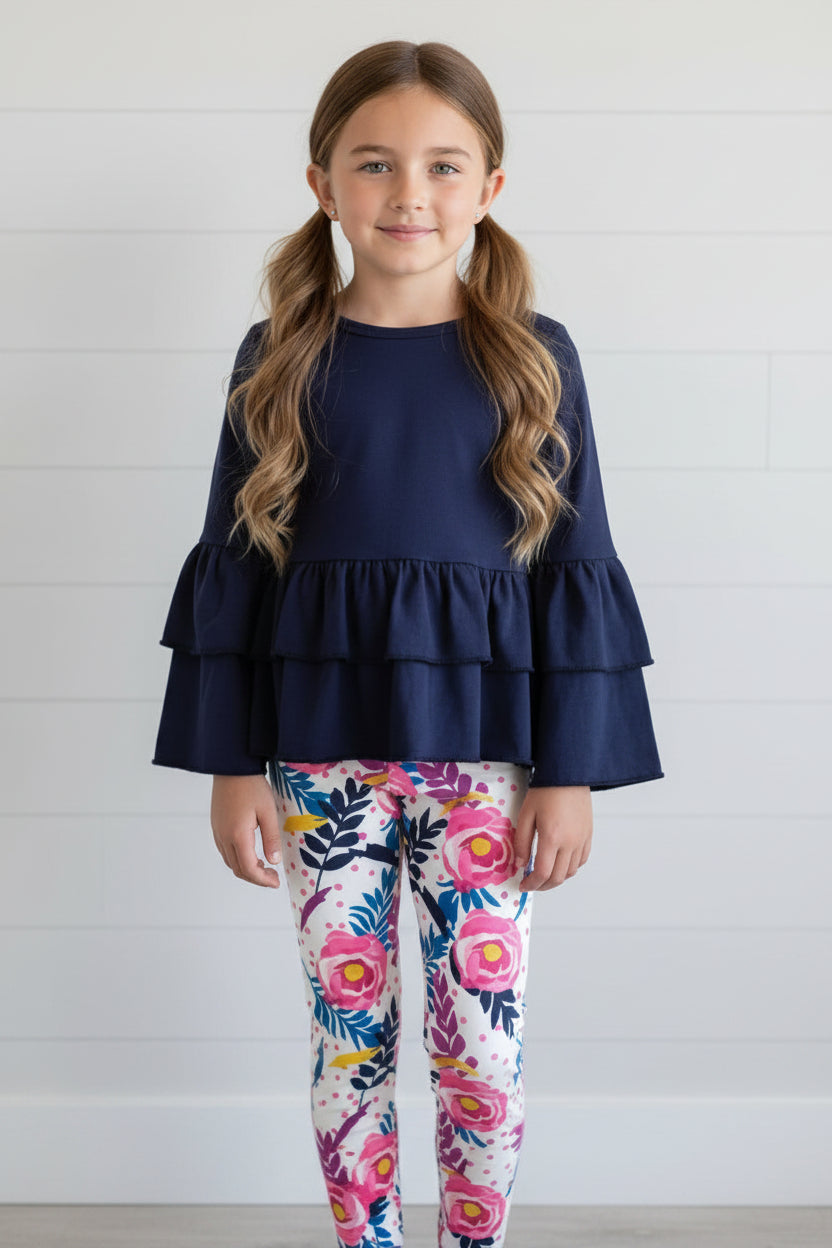 Girl's Rose Flower Romper, Long Sleeve, Milk Silk, Toddler
