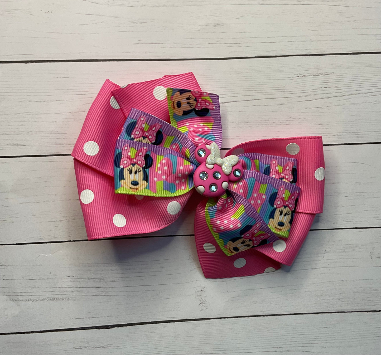 Pink Polka Dot Sparkle Mouse Hair Bow, Minnie