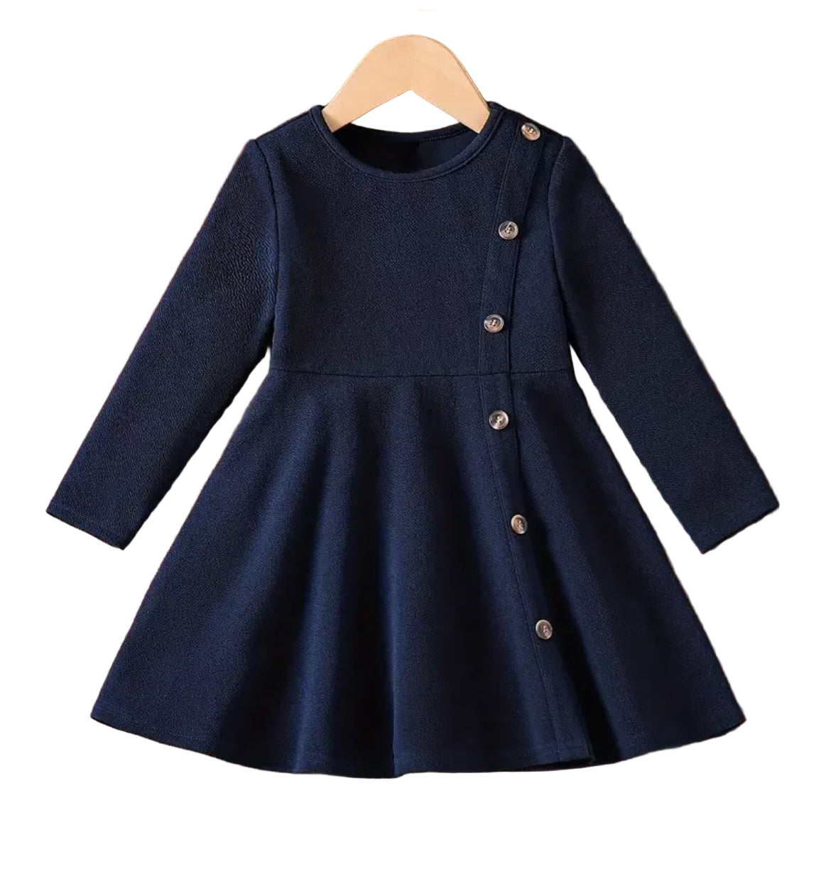 Navy Blue Long Sleeve Dress, girl, kids, holiday