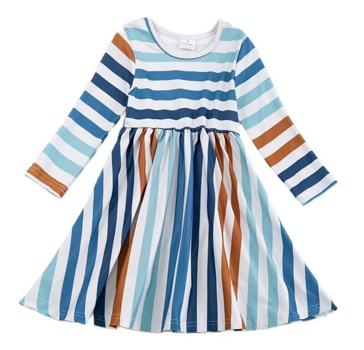 Striped Twirl Dress, girl's, kids, Milk Silk, long sleeve