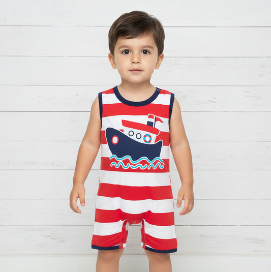 Tugboat Striped Romper, nautical, beach, baby, infant