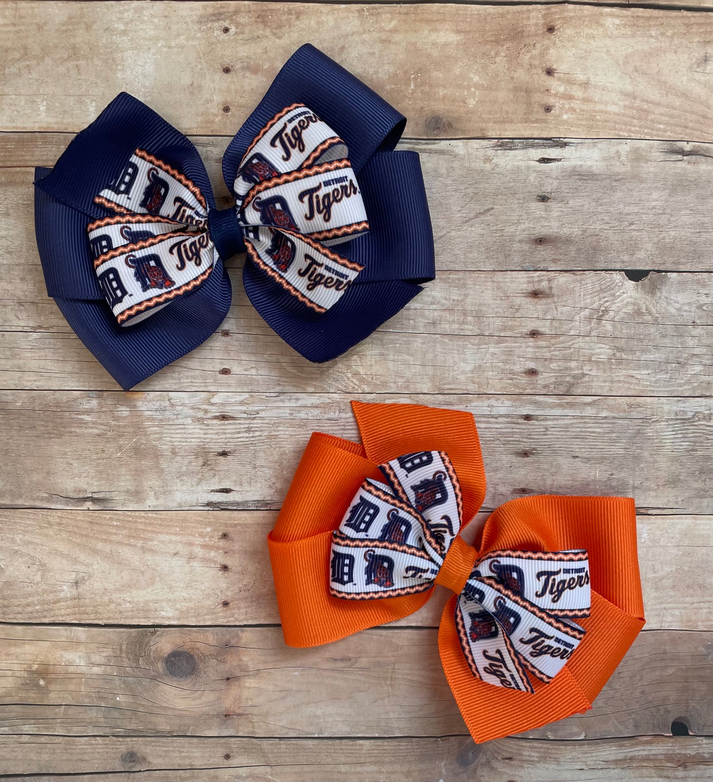 Detroit Tigers Double Hair Bow, Baseball, team, sports