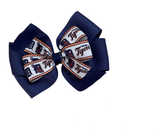Detroit Tigers Double Blue Hair Bow, Baseball, team, sports