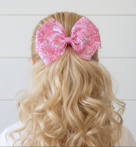 She's A Fox Hair Bow, tropical, girl, kids, clip, pink