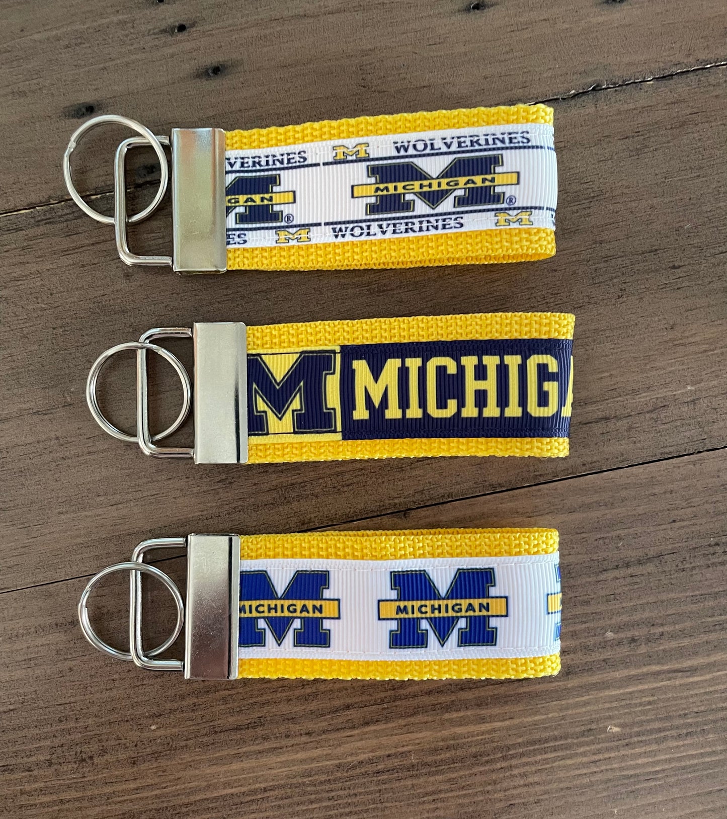 Michigan Keychain, Baseball, Key fob, football, college school, wolverine