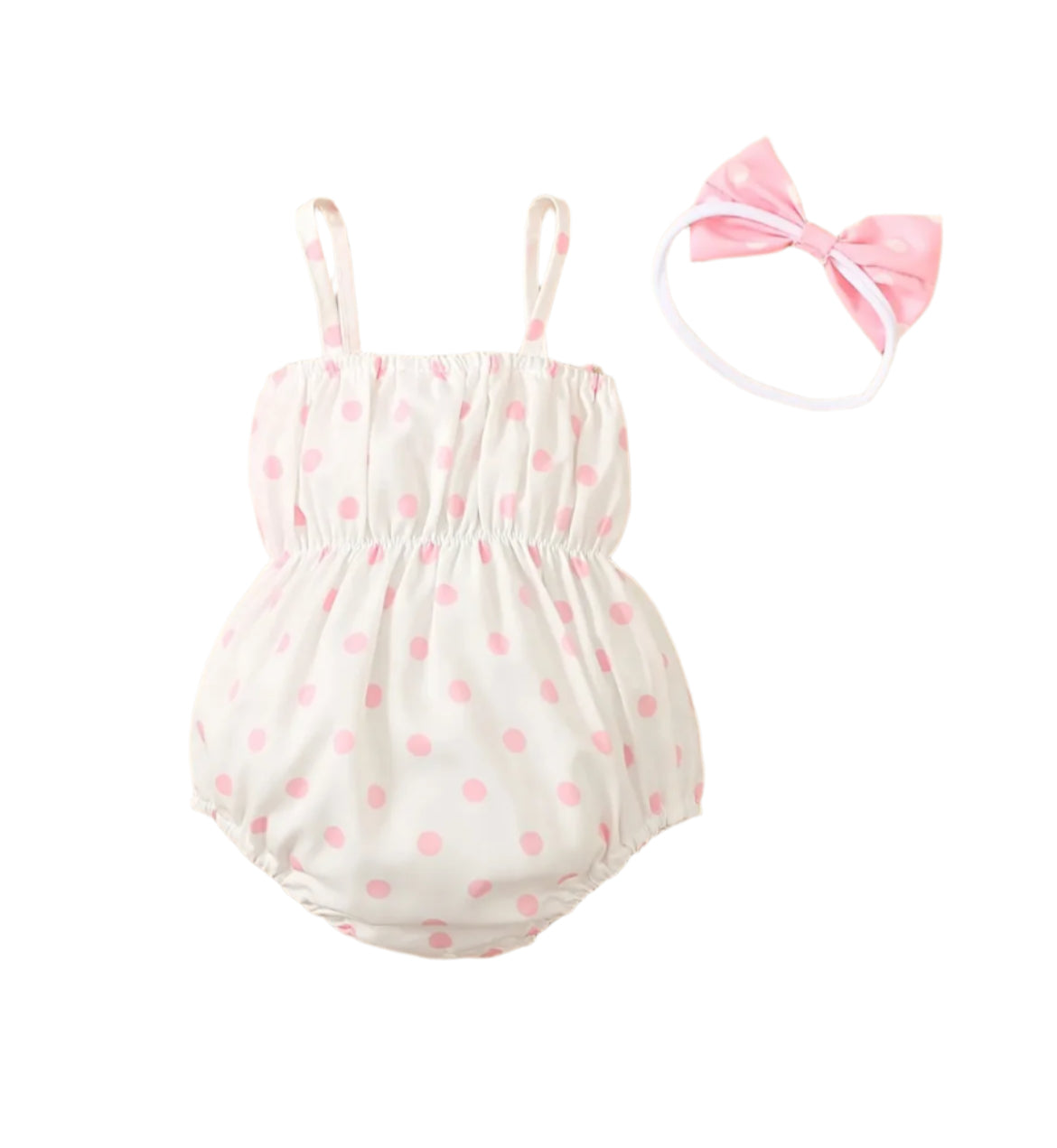 Polka Dot Bow Romper w/Matching Headband, baby, girl, kids, infant, gift - SALE