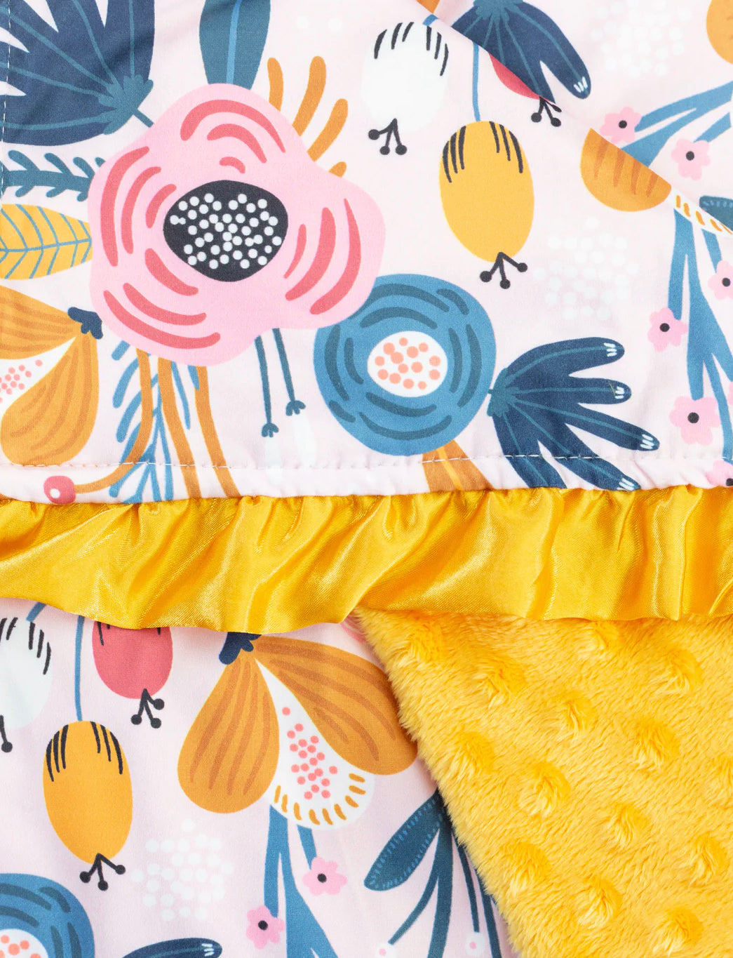 Yellow Floral Minky Dot Blanket