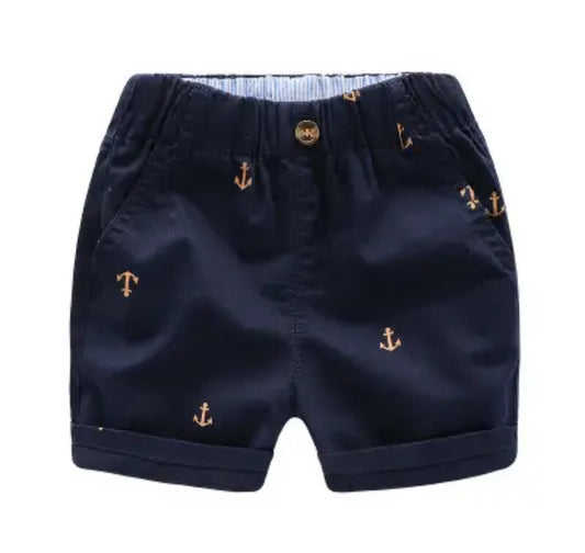 Navy Blue Nautical Shorts, Anchors, Cotton, kids, boy