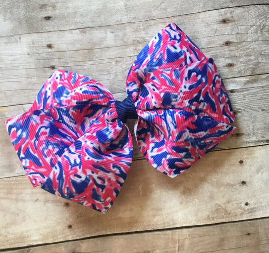 Patriotic Print Hair Bow, Sailboats, girl, clip