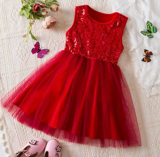 Red Sequin & Tulle Boutique Dress, girl, toddler, Holiday