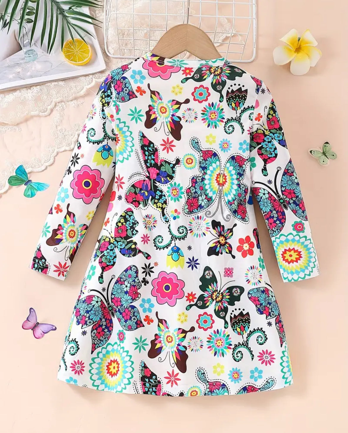 Butterfly & Flowers Twirl Dress, girl, Milk Silk, kids, clothing