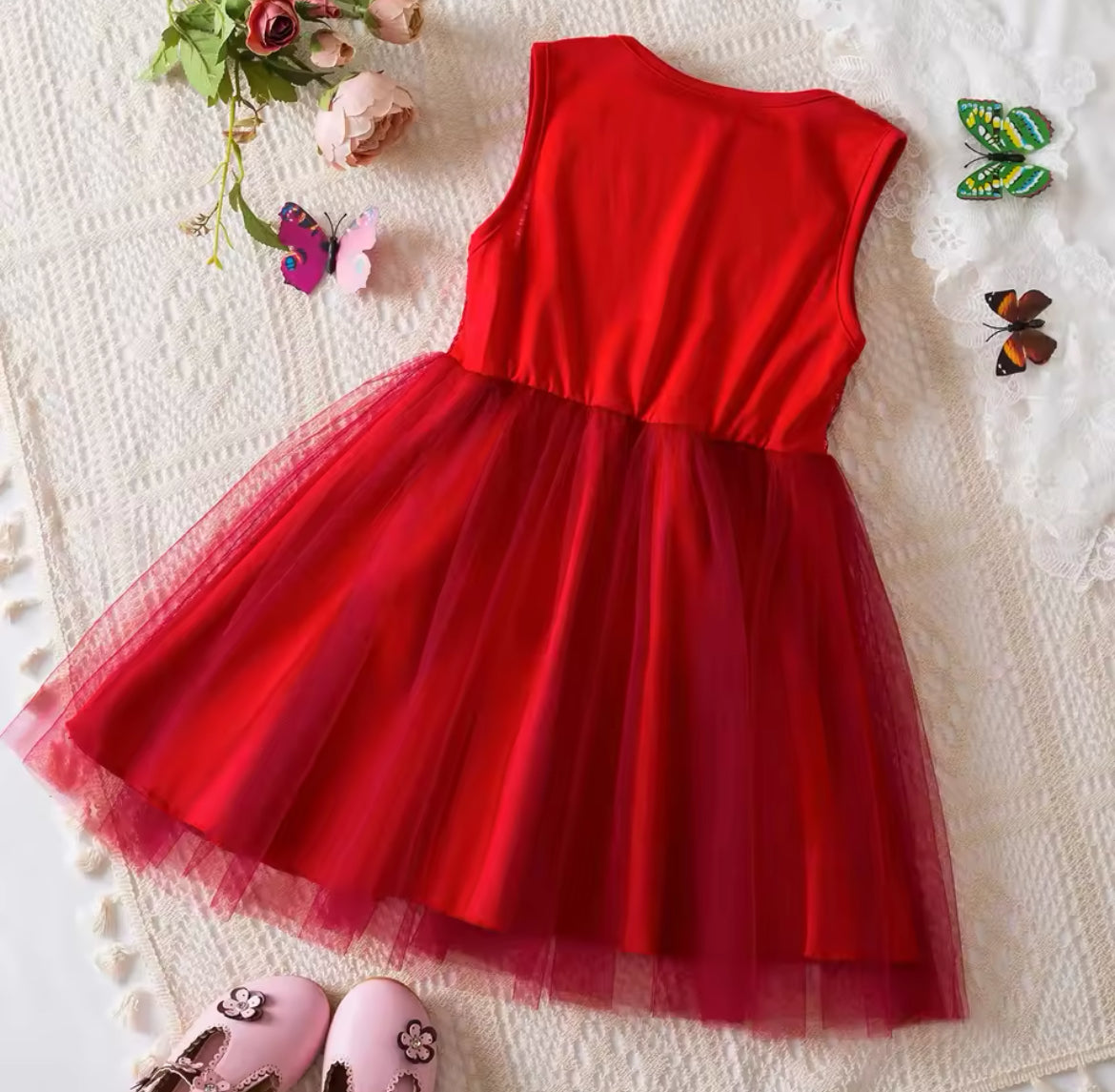 Red Sequin & Tulle Boutique Dress, girl, toddler, Holiday