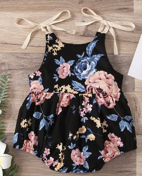 Navy Floral Romper, Infant, baby, girl, gift