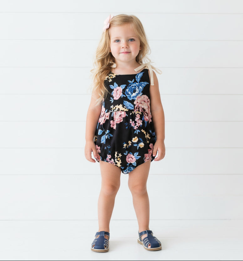 Navy Floral Romper, Infant, baby, girl, gift