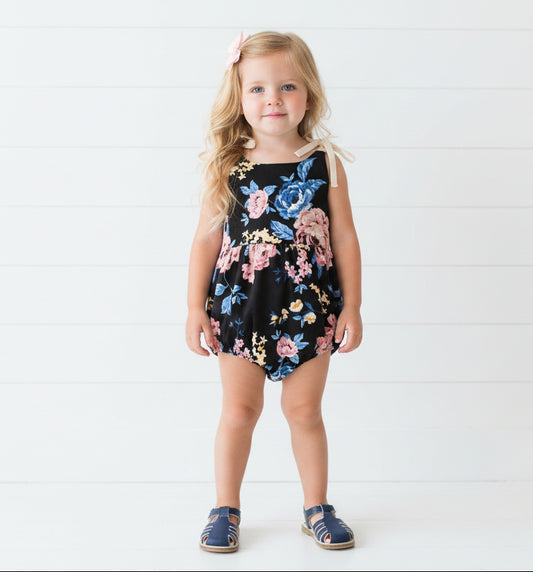 Navy Floral Romper, Infant, baby, girl, gift