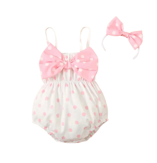 Polka Dot Bow Romper w/Matching Headband, baby, girl, kids, infant, gift - SALE