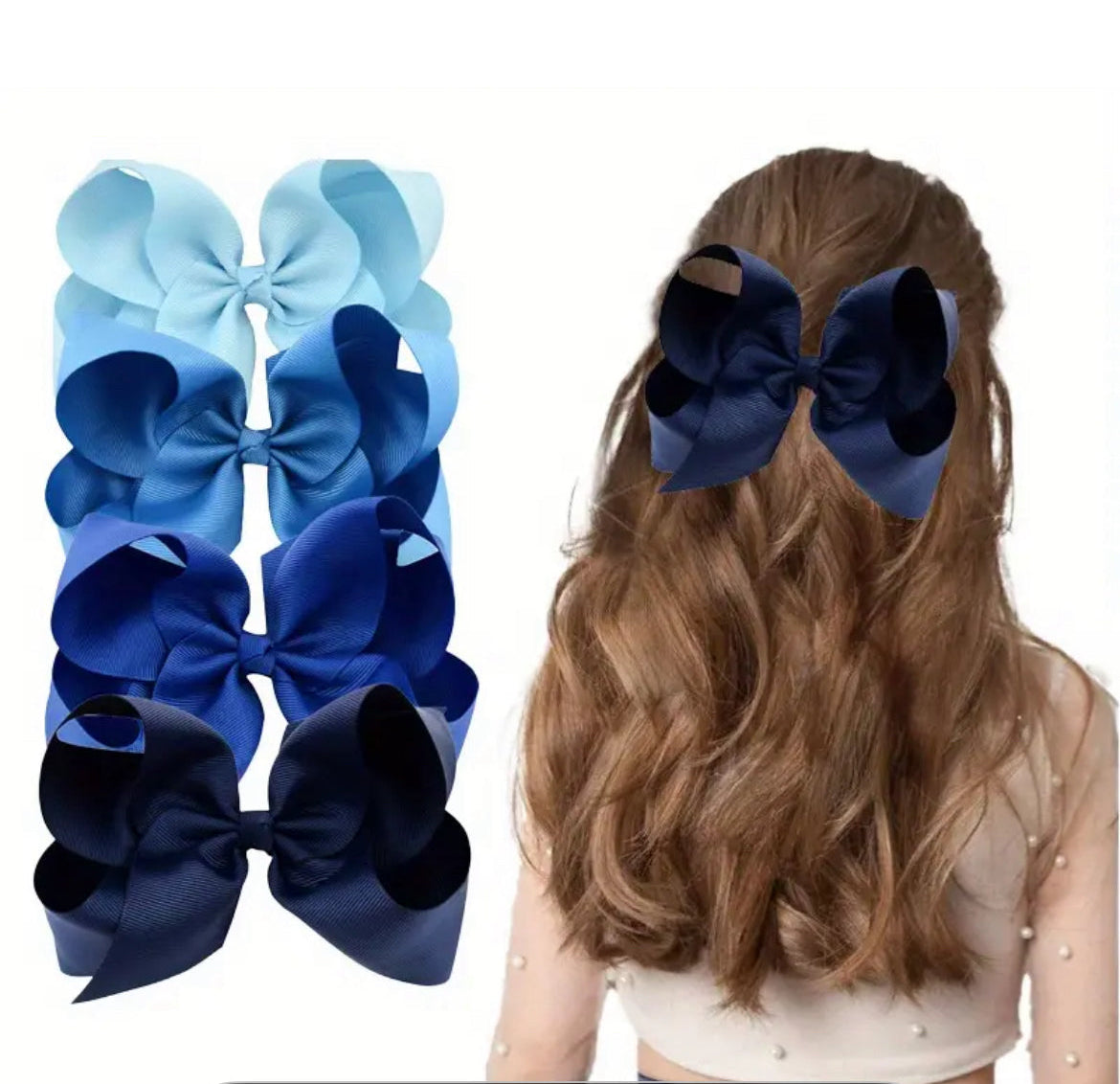 Boutique Loopy Hair Bow, Blue Hues, clip, girl