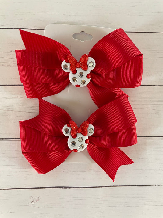 Red Sparkle Mouse Hair Bow