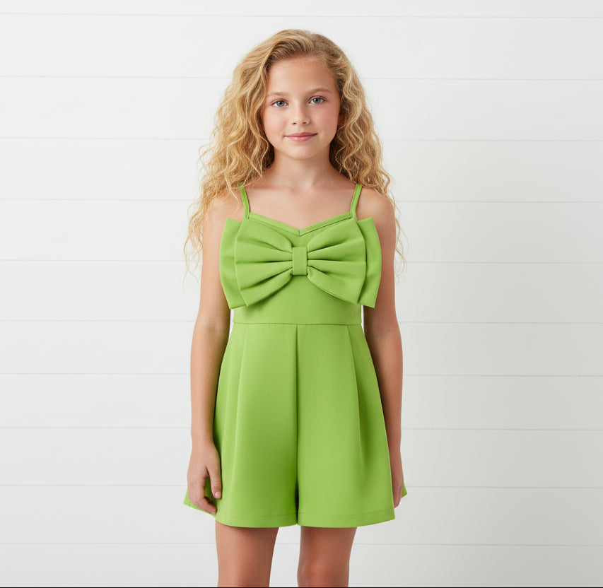 Bow Embellished Romper, 4 Colors, Jumper, Green, Pink, Blue, Purple, girl / SALE