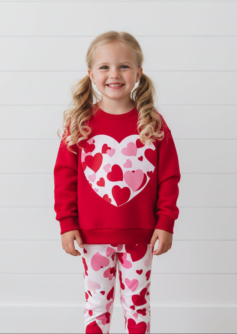 Sweet Heart Sweatshirt & Legging Outfit, girls, set, toddler / SALE