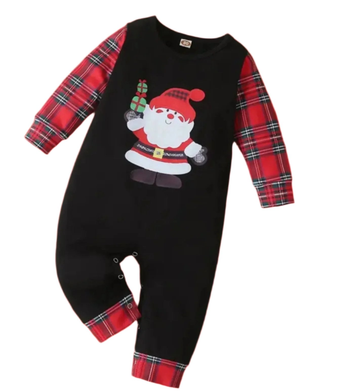 Buffalo Plaid Santa Romper, Baby, Infant, Winter, holiday