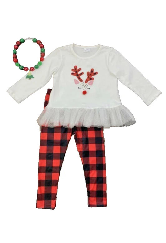 Sparkly Reindeer Tulle Outfit, girls, kids, holiday, set