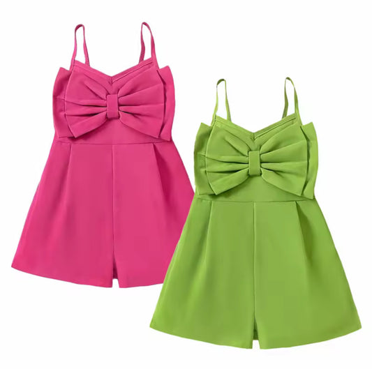 Bow Embellished Romper, 4 Colors, Jumper, Green, Pink, Blue, Purple, girl - SALE