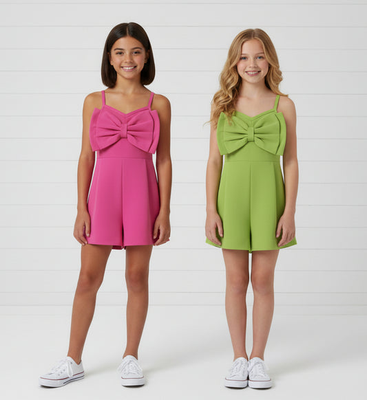 Bow Embellished Romper, 4 Colors, Jumper, Green, Pink, Blue, Purple, girl / $10 SALE