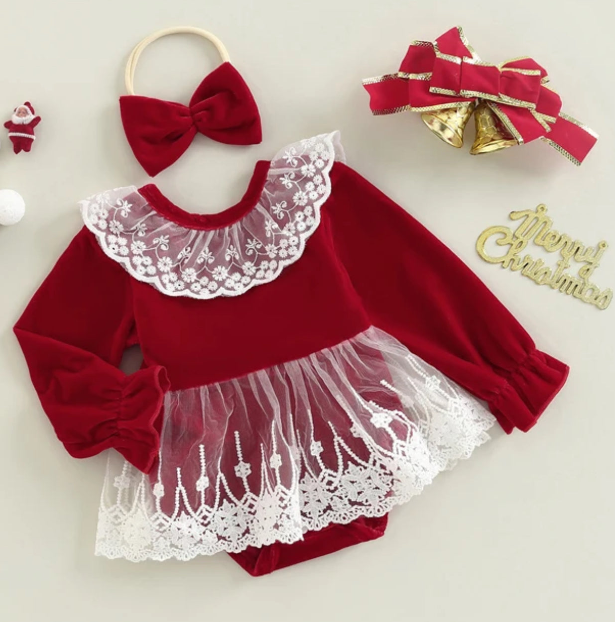 Red Velour Romper, baby, girl, holiday, gift