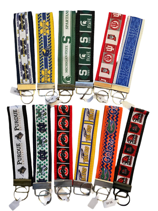 College Print Key Fobs, keychain, wristlet