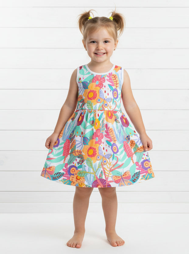 Colorful Floral Twirl Dress, kids, clothing, toddler, girl