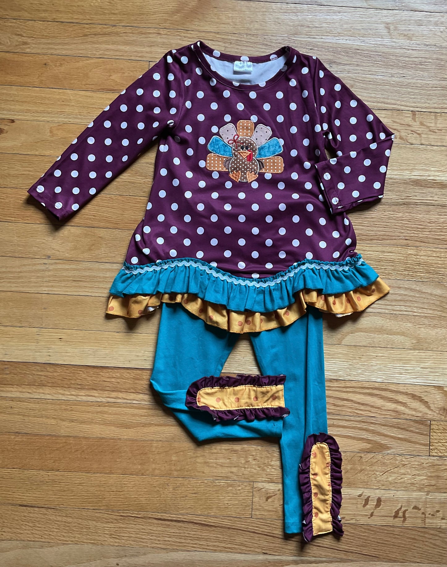 Polka Dot Turkey Ruffle Outgfit, girl, toddler, Fall