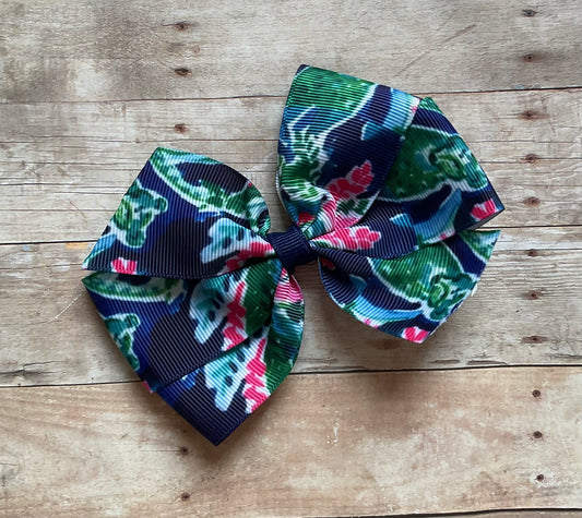 Tropical Bear Print Hair Bow, Preppy, Inspired