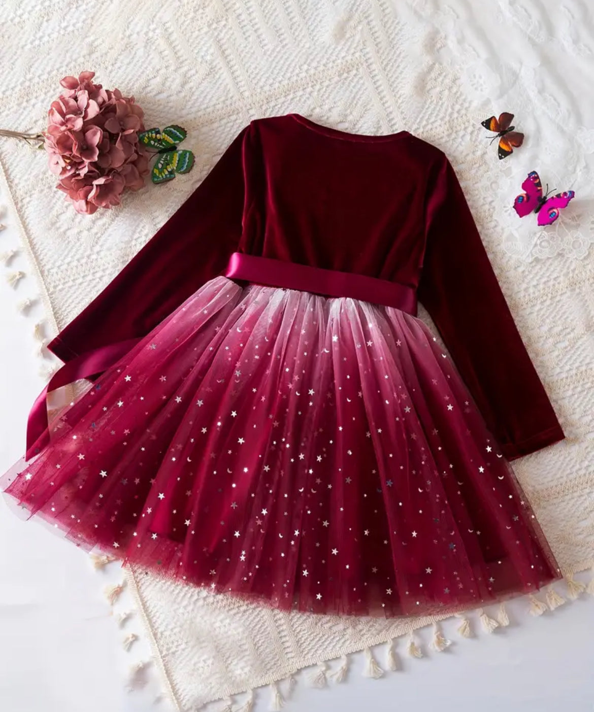 Wine Stretch Velvet & Tulle Dress, girls, holiday, wedding / DAY 12 of 12 Days of Deals