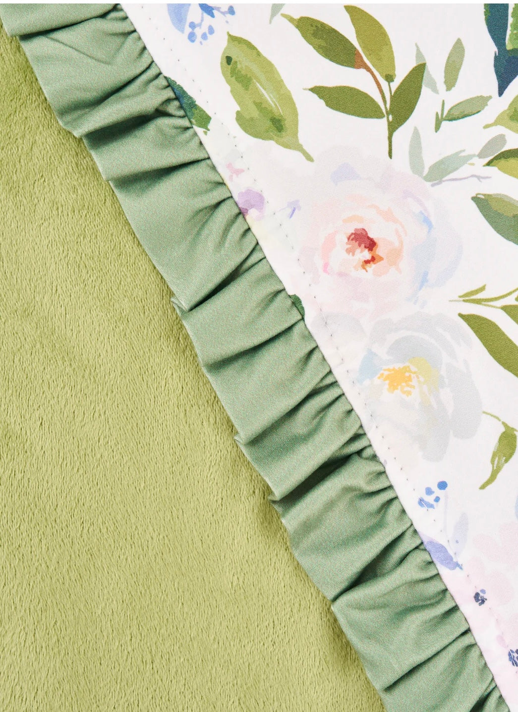 Green Flowers & Ferns Minky Dot Blanket