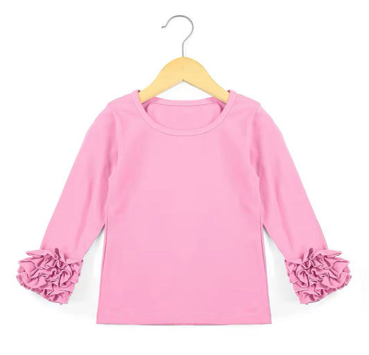 Pink Ruffle Long Sleeve Shirt, Girl's, Toddler, kids