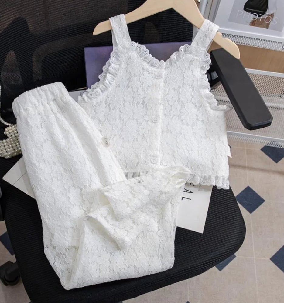 White Lace Sleeveless Outfit, girl, Spring/Summer, Set / SALE: Reg. $21.95