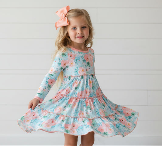 Shabby Rose Twirl Dress, girl's, Milk Silk, kids, clothing
