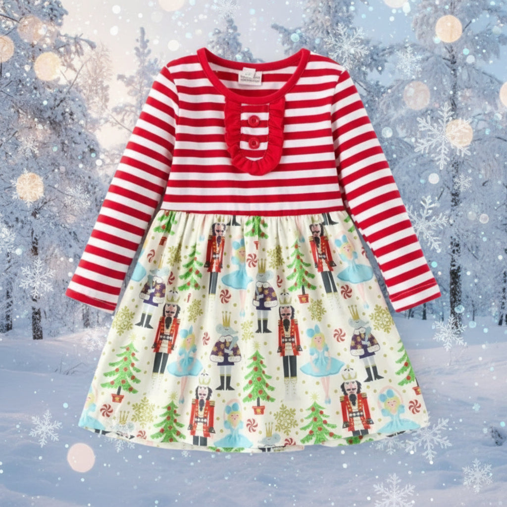 Striped Nutcracker Dress, Milk Silk, Christmas, Winter, Holiday