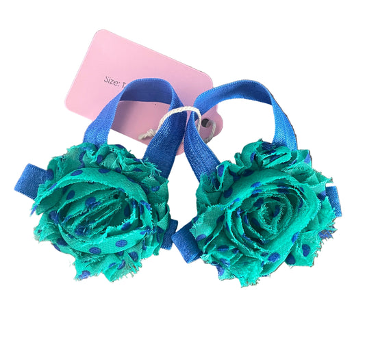 Green & Blue Polka Dot Barefoot Baby Sandals, infant, girl