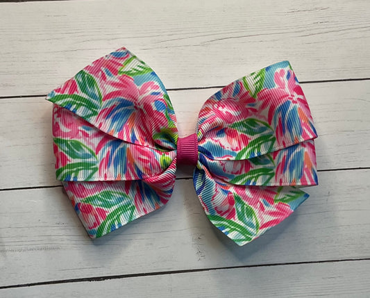 Colorful Blossom Preppy Hair Bow, girl, clip, totally