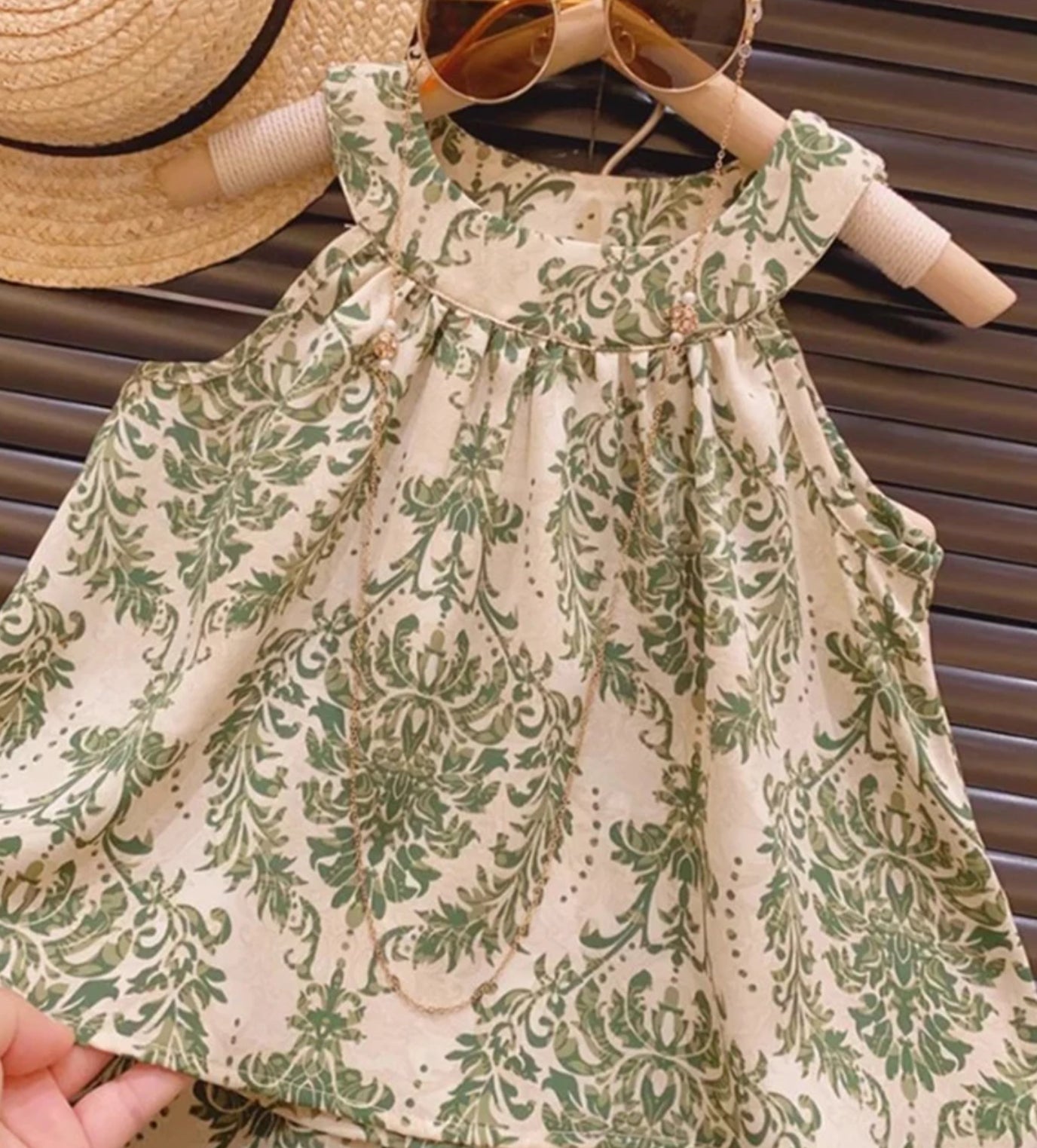 Green Toile Short Set, Outfit, girl, kids, clothing