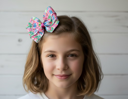 Colorful Blossom Preppy Hair Bow, girl, clip, totally