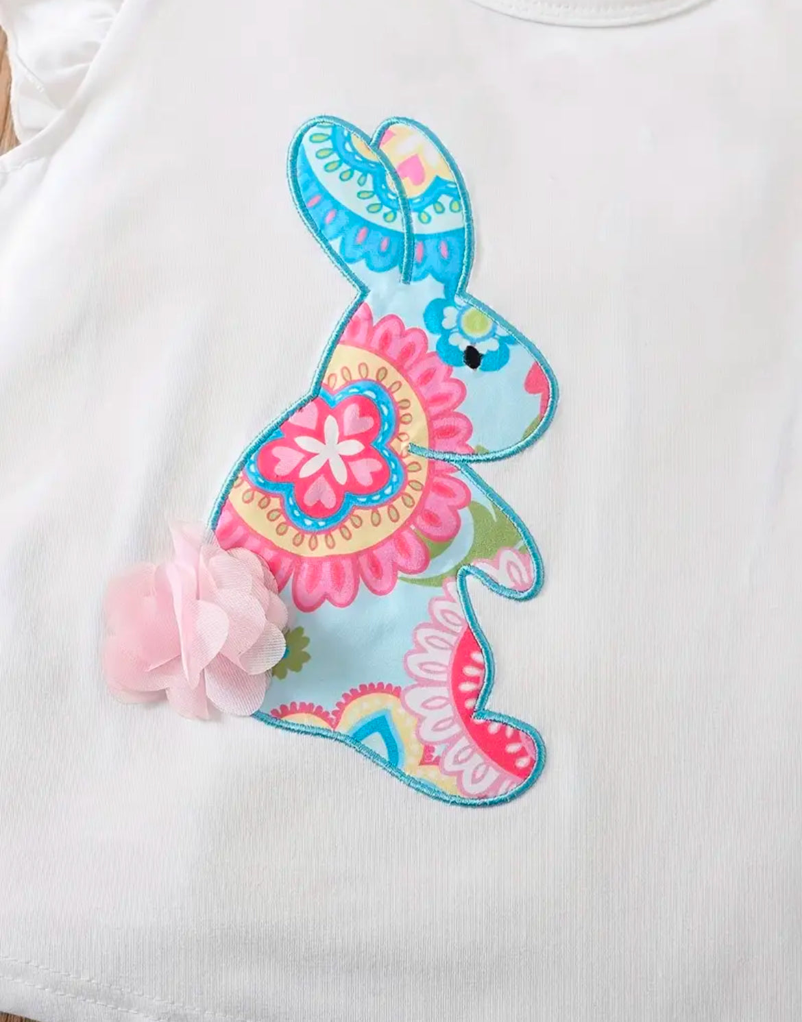 Boutique Floral & Bunny Ruffle Short Set, Easter, Spring, outfit, kids, set