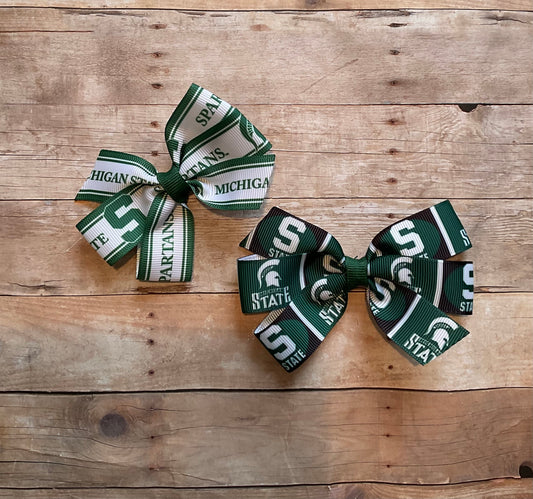 Collegiate Mini Hair Bow, University, Michigan State, Spartan